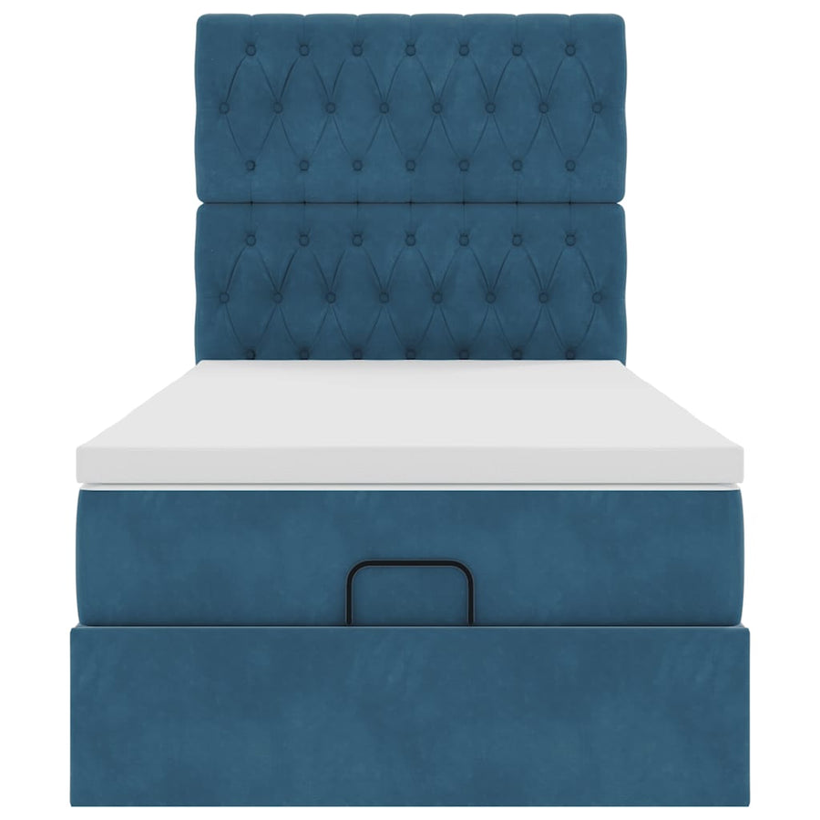 Ottoman bed met matrassen en LED's 90x190cm fluweel donkerblauw