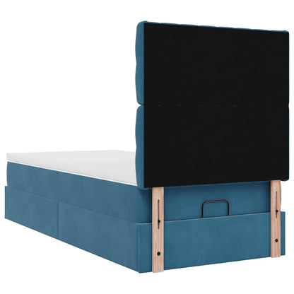 Ottoman bed met matrassen en LED's 90x190cm fluweel donkerblauw