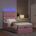 Ottoman Bed with Mattresses and LEDs 90x190cm Velvet Pink