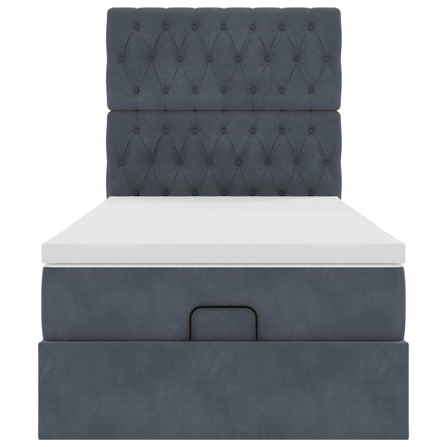 Ottoman bed met matrassen en LED's 90x200cm fluweel donkergrijs