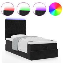 Ottoman bed met matrassen en LED's 90x200cm fluweel zwart