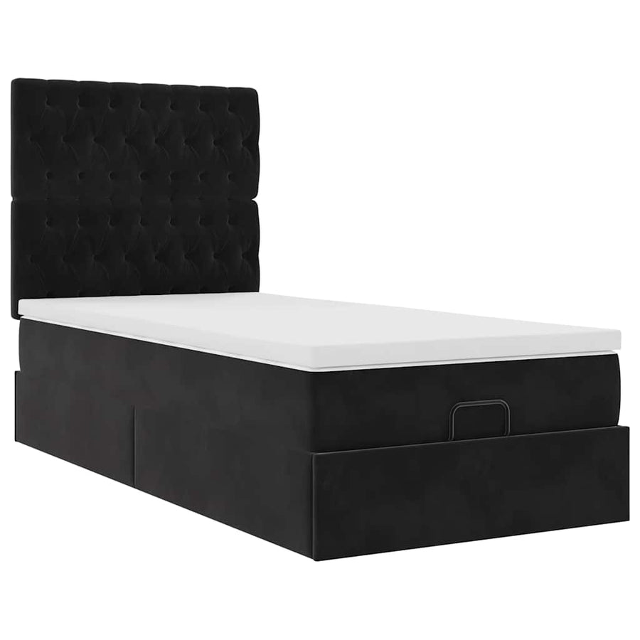 Ottoman bed met matrassen en LED's 90x200cm fluweel zwart