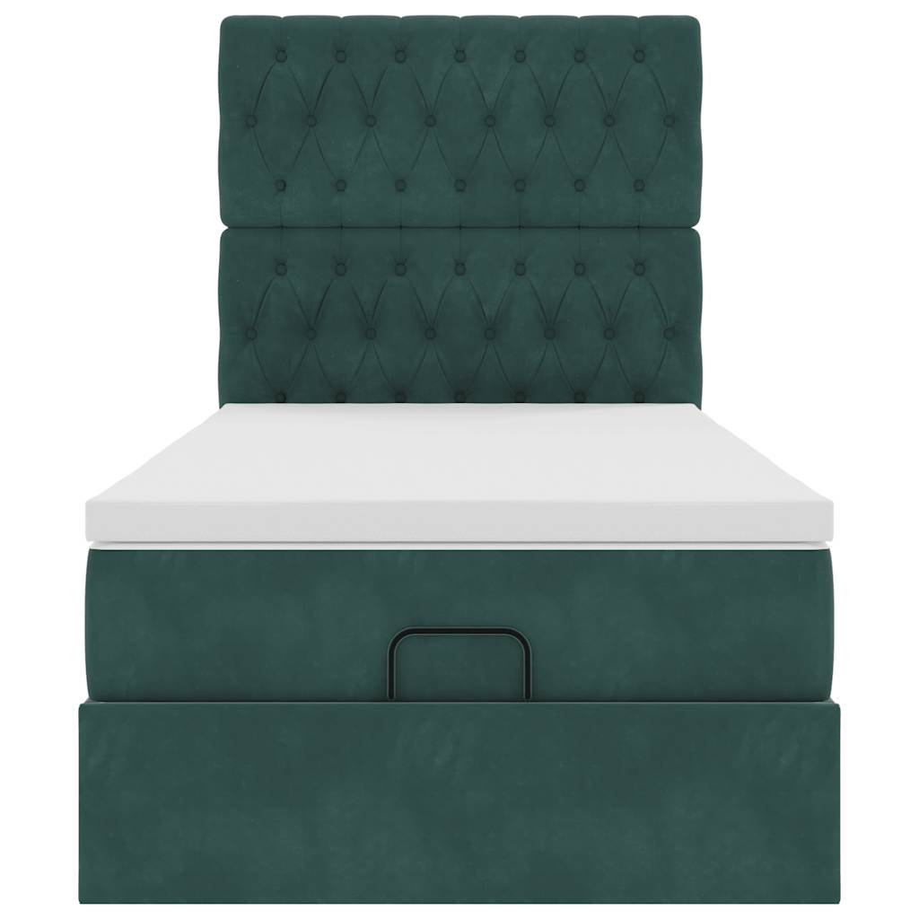 Ottoman bed met matrassen en LED's 90x200cm fluweel donkergroen