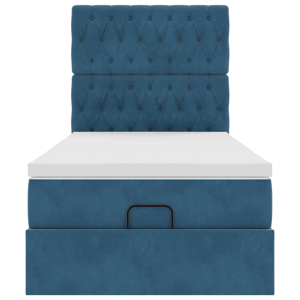 Ottoman bed met matrassen en LED's 90x200cm fluweel donkerblauw