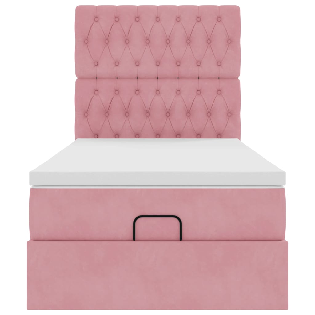 Ottoman bed met matrassen en LED's 90x200cm fluweel roze