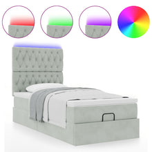 Ottoman bed met matrassen en LED's 100x200cm fluweel lichtgrijs