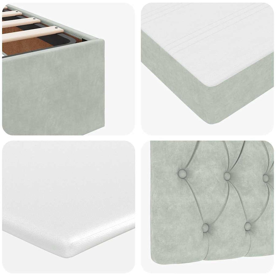 Ottoman bed met matrassen en LED's 100x200cm fluweel lichtgrijs