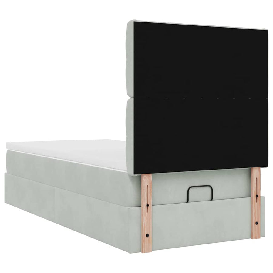 Ottoman bed met matrassen en LED's 100x200cm fluweel lichtgrijs