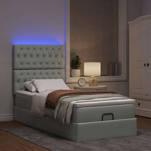 Ottoman bed met matrassen en LED's 100x200cm fluweel lichtgrijs