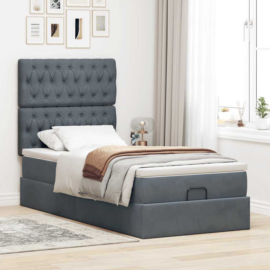 Ottoman bed met matrassen en LED's 100x200cm fluweel