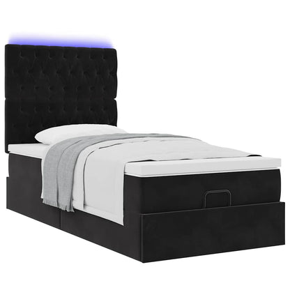 Ottoman bed met matrassen en LED's 100x200cm fluweel zwart