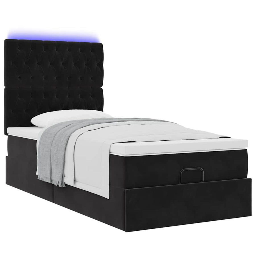 Ottoman bed met matrassen en LED's 100x200cm fluweel zwart