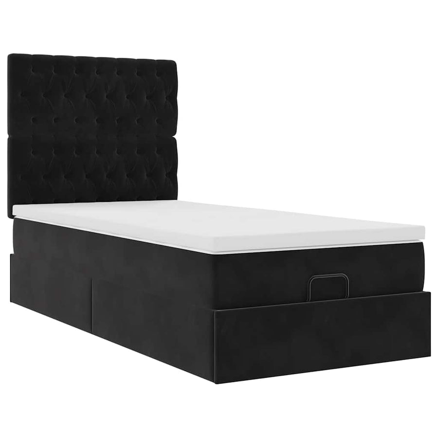 Ottoman bed met matrassen en LED's 100x200cm fluweel zwart