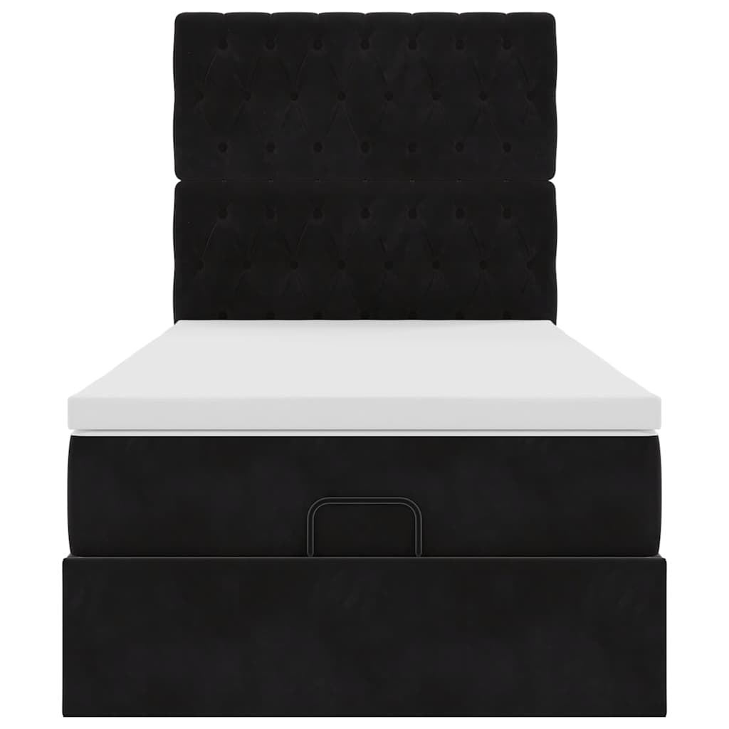Ottoman bed met matrassen en LED's 100x200cm fluweel zwart