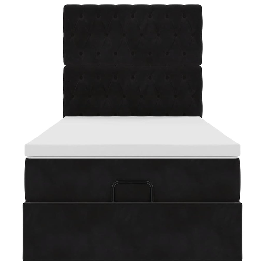 Ottoman bed met matrassen en LED's 100x200cm fluweel zwart