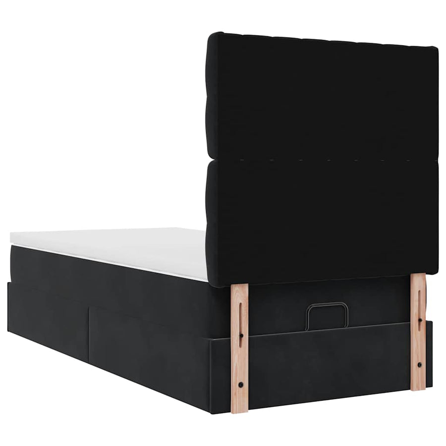 Ottoman bed met matrassen en LED's 100x200cm fluweel zwart