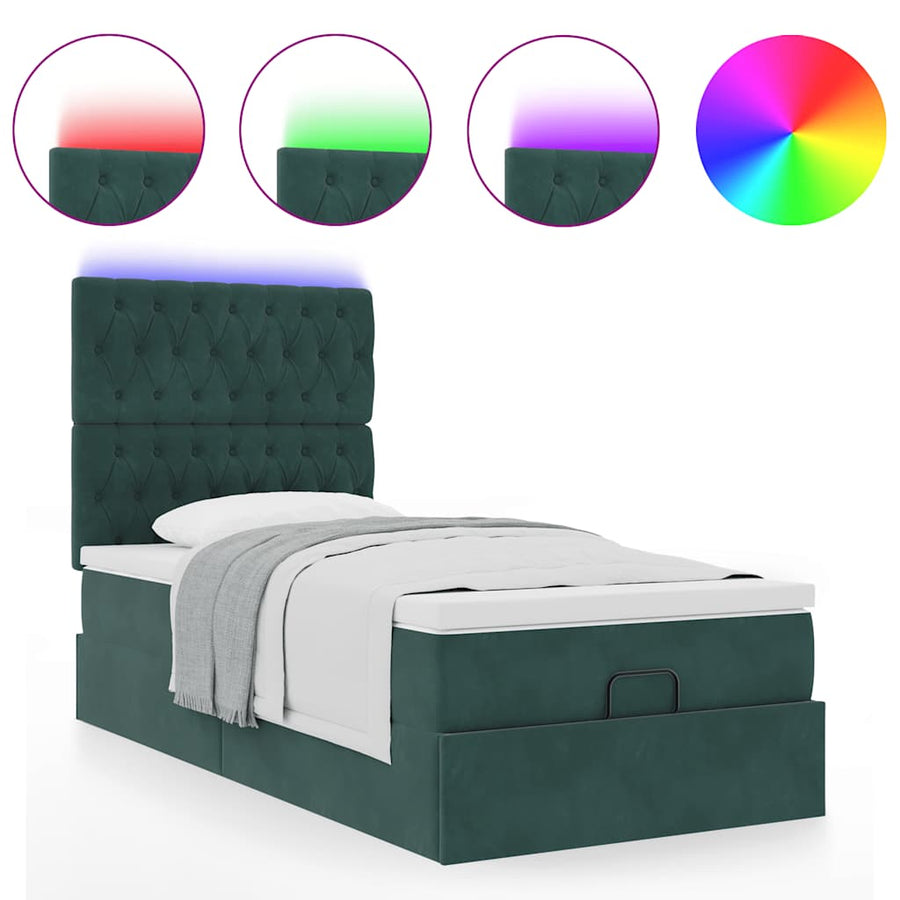 Ottoman bed met matrassen en LED's 100x200cm fluweel