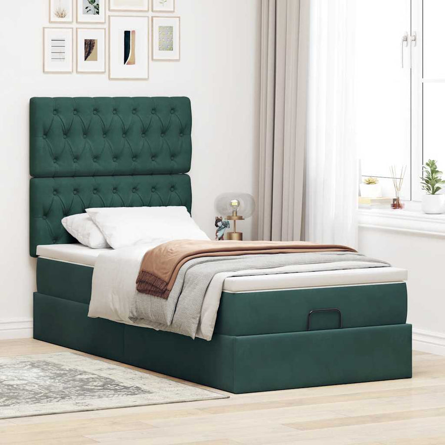 Ottoman bed met matrassen en LED's 100x200cm fluweel