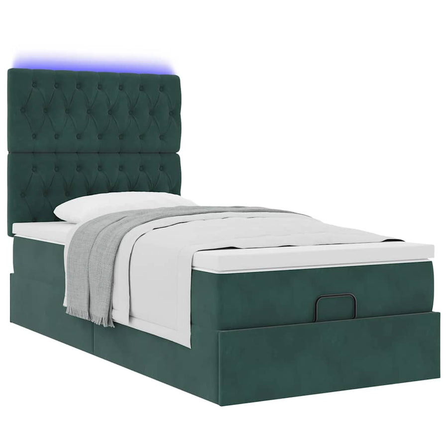 Ottoman bed met matrassen en LED's 100x200cm fluweel