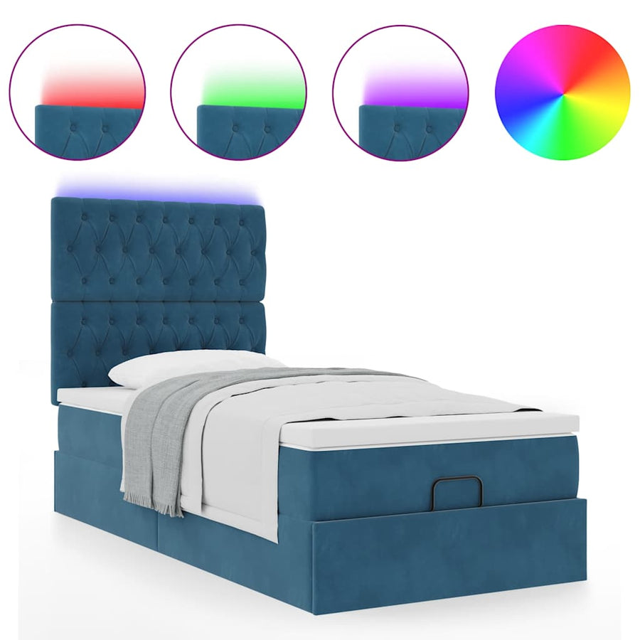 Ottoman bed met matrassen en LED's 100x200cm fluweel