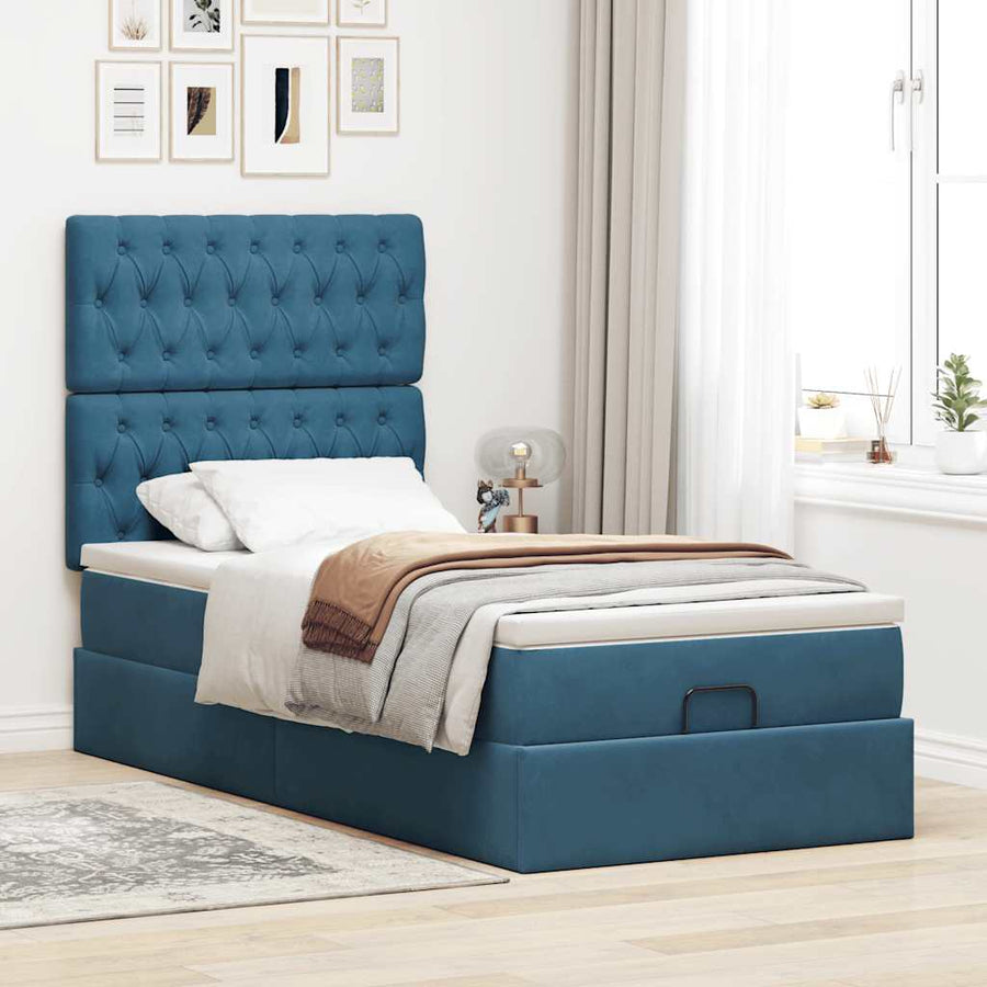 Ottoman bed met matrassen en LED's 100x200cm fluweel
