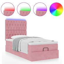 Ottoman bed met matrassen en LED's 100x200cm fluweel roze