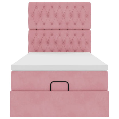 Ottoman bed met matrassen en LED's 100x200cm fluweel roze