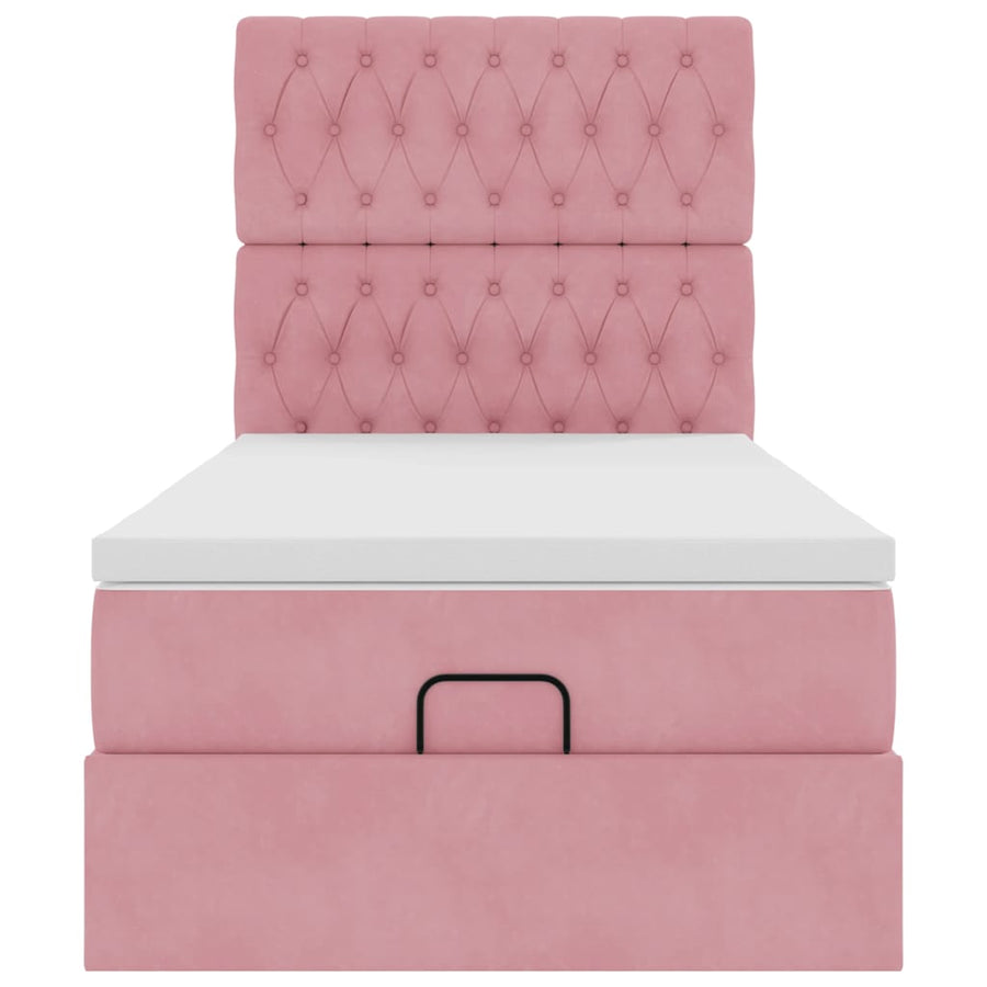 Ottoman bed met matrassen en LED's 100x200cm fluweel roze