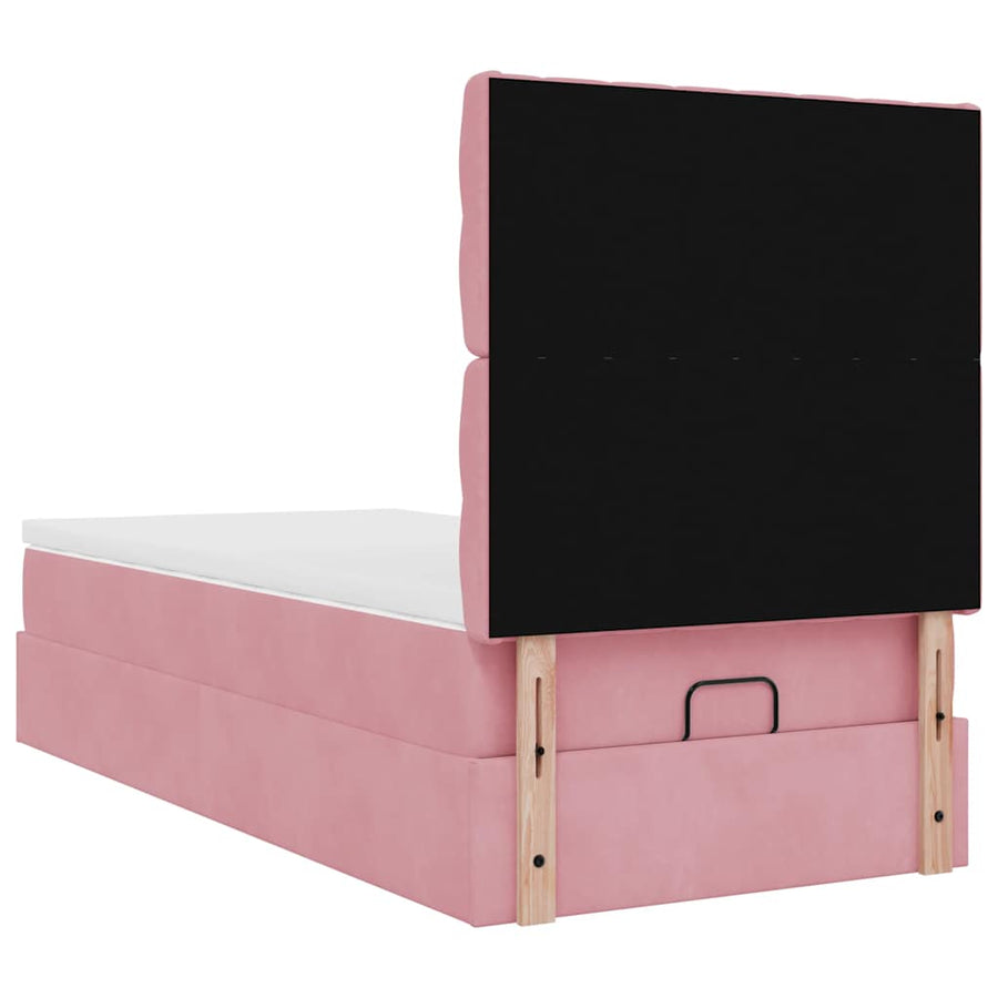 Ottoman bed met matrassen en LED's 100x200cm fluweel roze