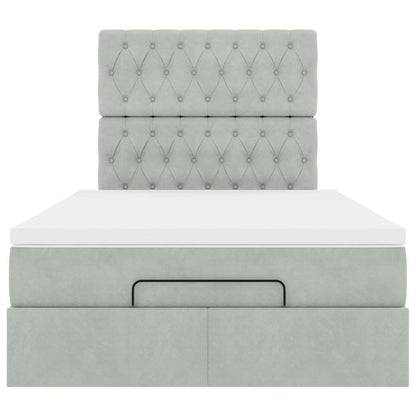 Ottoman bed met matrassen en LED's 120x190cm fluweel lichtgrijs