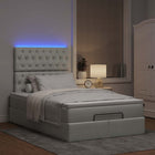 Ottoman bed with mattresses and LEDs 120x190cm velvet light grey