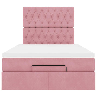 Ottoman bed met matrassen en LED's 120x190cm fluweel roze