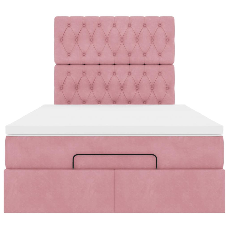 Ottoman bed met matrassen en LED's 120x190cm fluweel roze