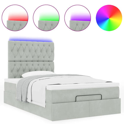 Ottoman bed met matrassen en LED's 120x200cm fluweel lichtgrijs