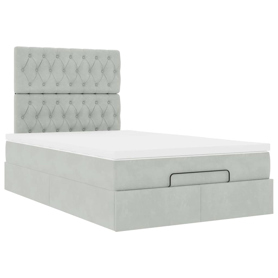 Ottoman bed met matrassen en LED's 120x200cm fluweel lichtgrijs