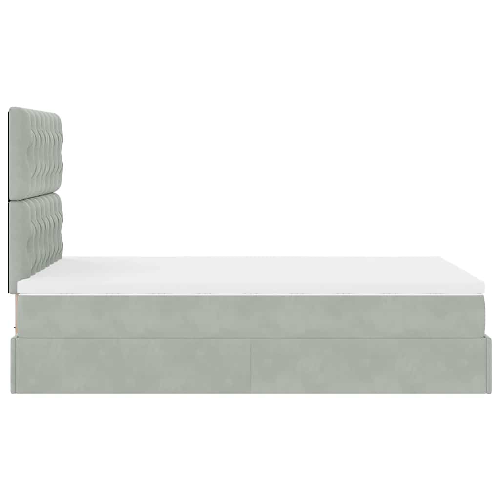 Ottoman bed met matrassen en LED's 120x200cm fluweel lichtgrijs