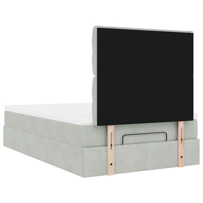 Ottoman bed met matrassen en LED's 120x200cm fluweel lichtgrijs