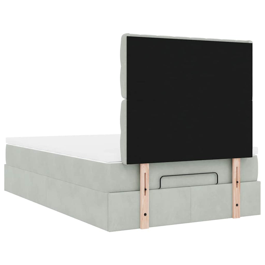Ottoman bed met matrassen en LED's 120x200cm fluweel lichtgrijs