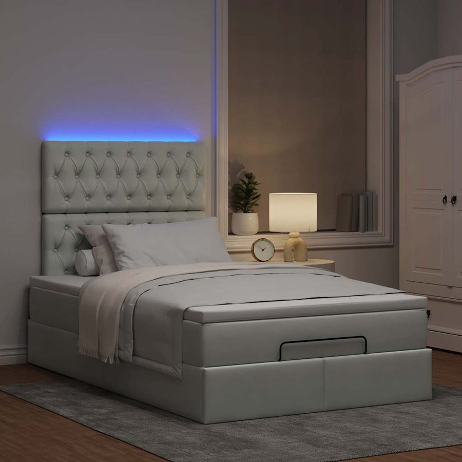 Ottoman bed met matrassen en LED's 120x200cm fluweel lichtgrijs