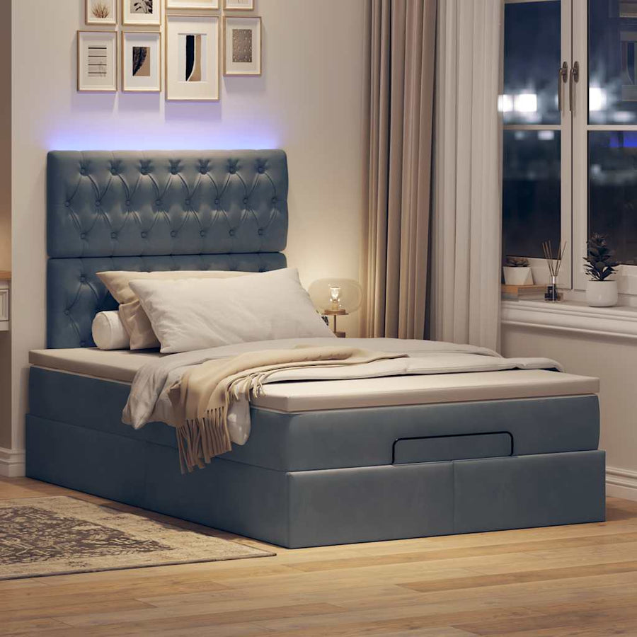 Ottoman bed met matrassen en LED's 120x200cm fluweel