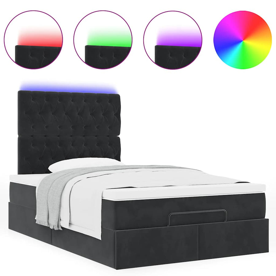 Ottoman bed met matrassen en LED's 120x200cm fluweel zwart