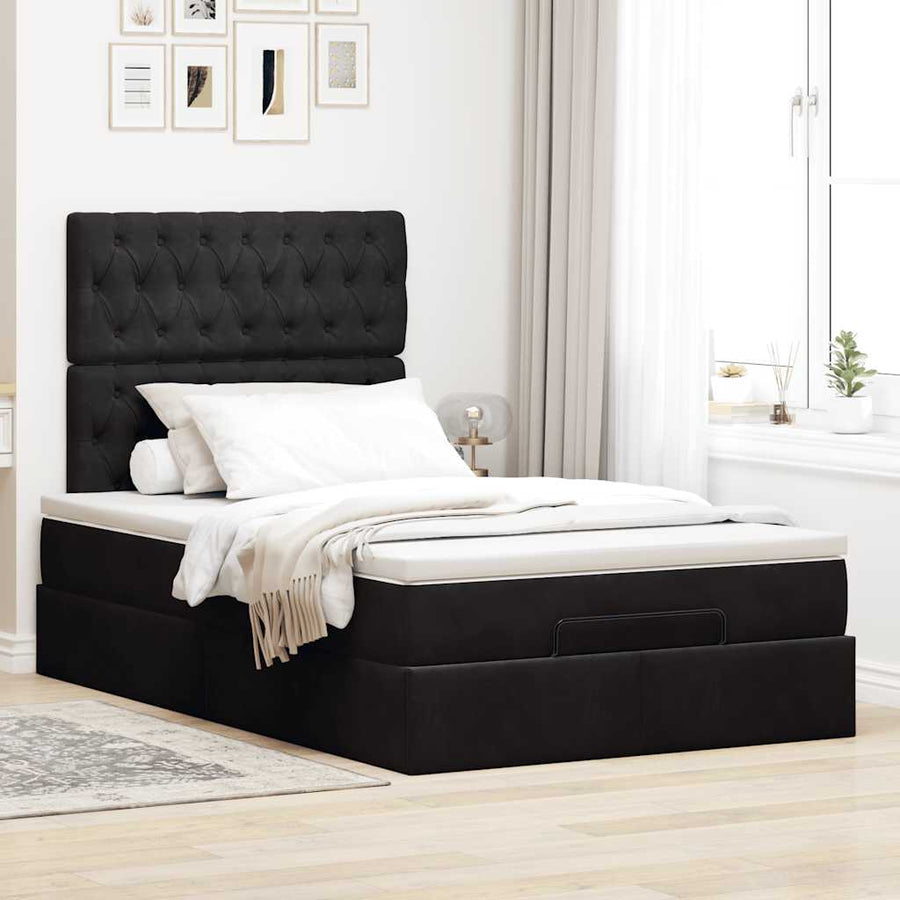 Ottoman bed met matrassen en LED's 120x200cm fluweel zwart
