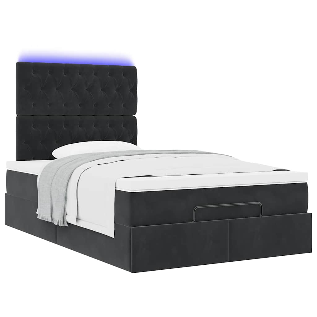Ottoman bed met matrassen en LED's 120x200cm fluweel zwart