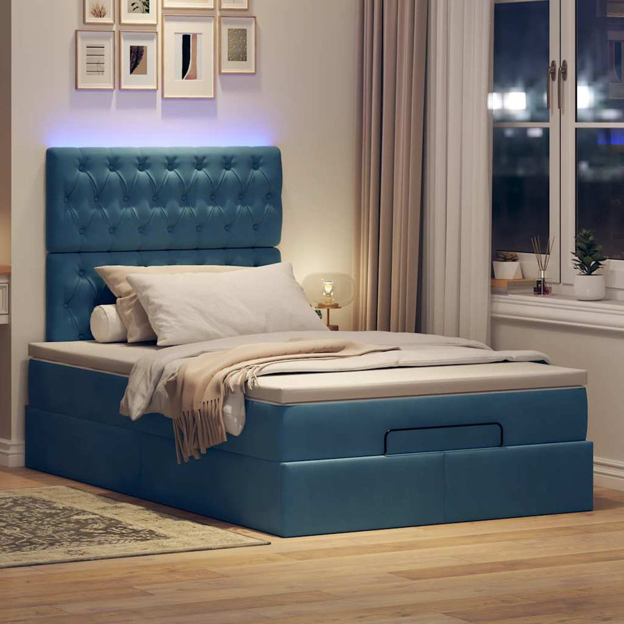 Ottoman bed met matrassen en LED's 120x200cm fluweel