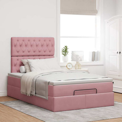 Ottoman bed met matrassen en LED's 120x200cm fluweel roze
