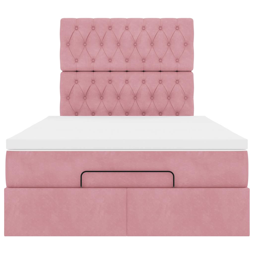 Ottoman bed met matrassen en LED's 120x200cm fluweel roze