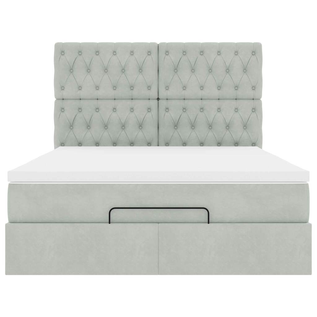 Ottoman bed met matrassen en LED's 140x190cm fluweel lichtgrijs