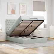 Ottoman bed 140x190cm fluweel lichtgrijs