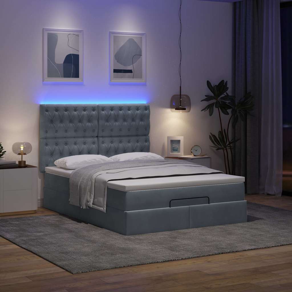 Ottoman bed met matrassen en LED's 140x190cm fluweel