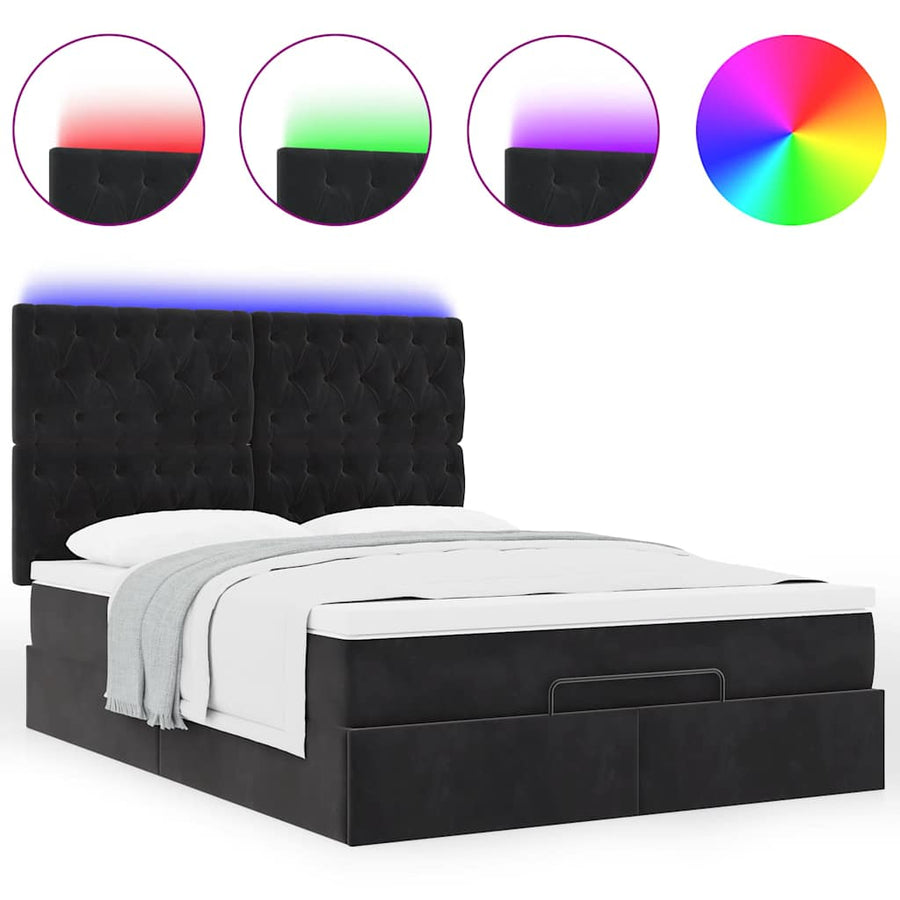 Ottoman bed met matrassen en LED's 140x190cm fluweel zwart